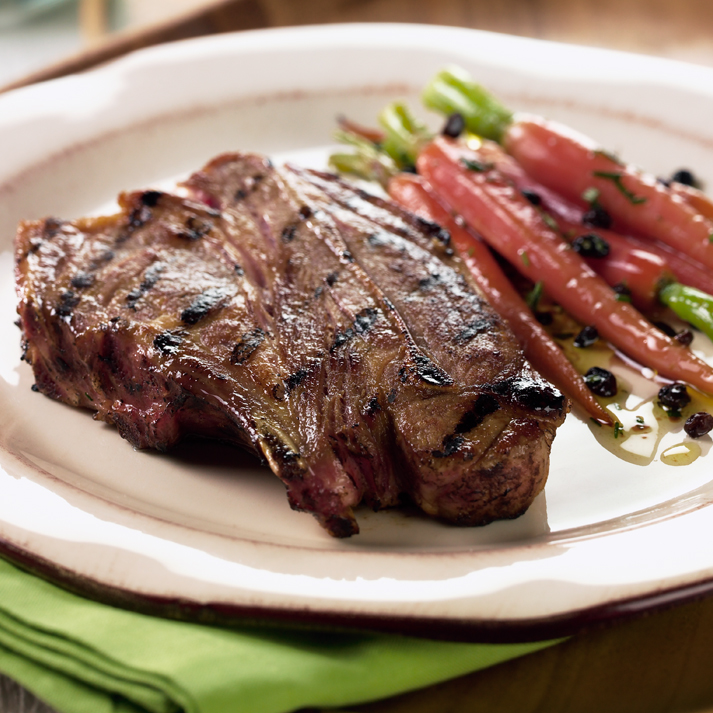 Caramelized Australian Lamb Shoulder Chops with Grilled Carrots
