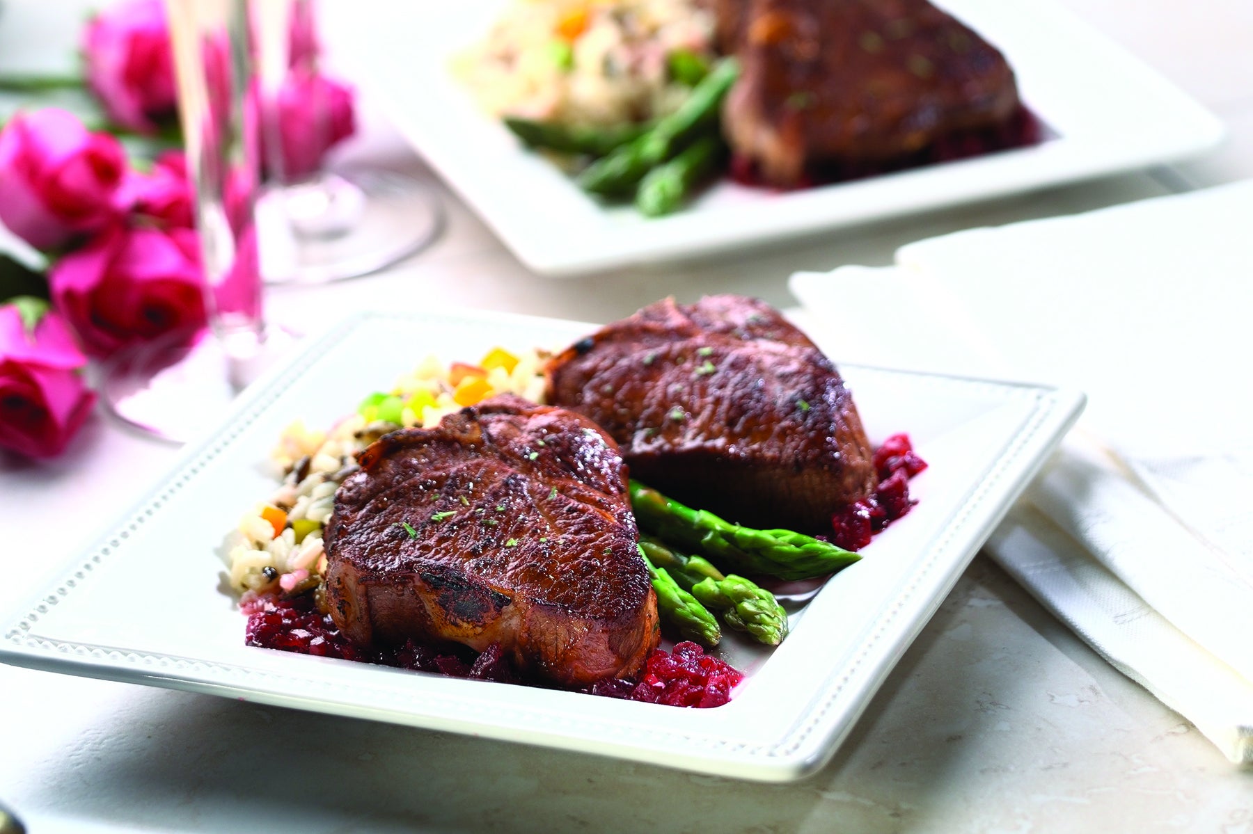 “Table for Two” Lamb Loin Chops with Madeira & Cherries