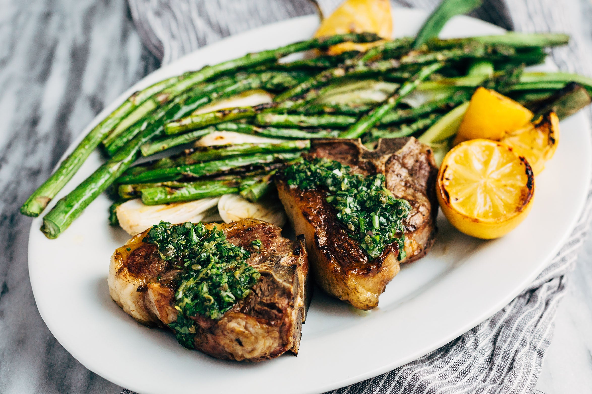 Grilled Lamb Loin Chops with Spring Herb Salsa Verde