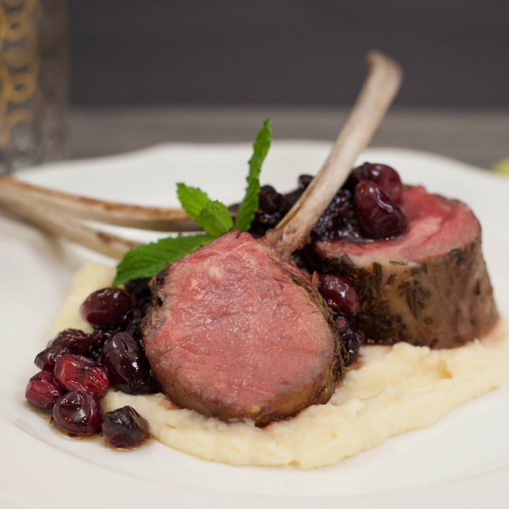 Barbecued Lamb Rib Chop with Celery Root & Parsnip Purée