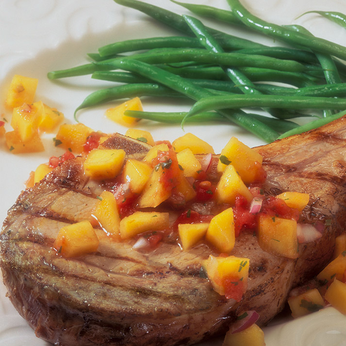 Citrus-Rubbed Veal Chops with Mango Salsa