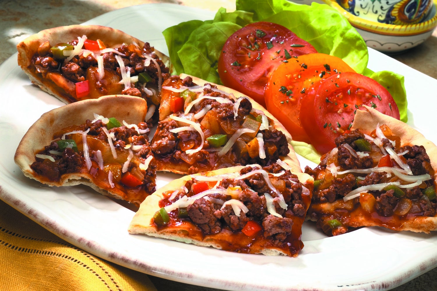 Barbecue Lamb Pita Pizza