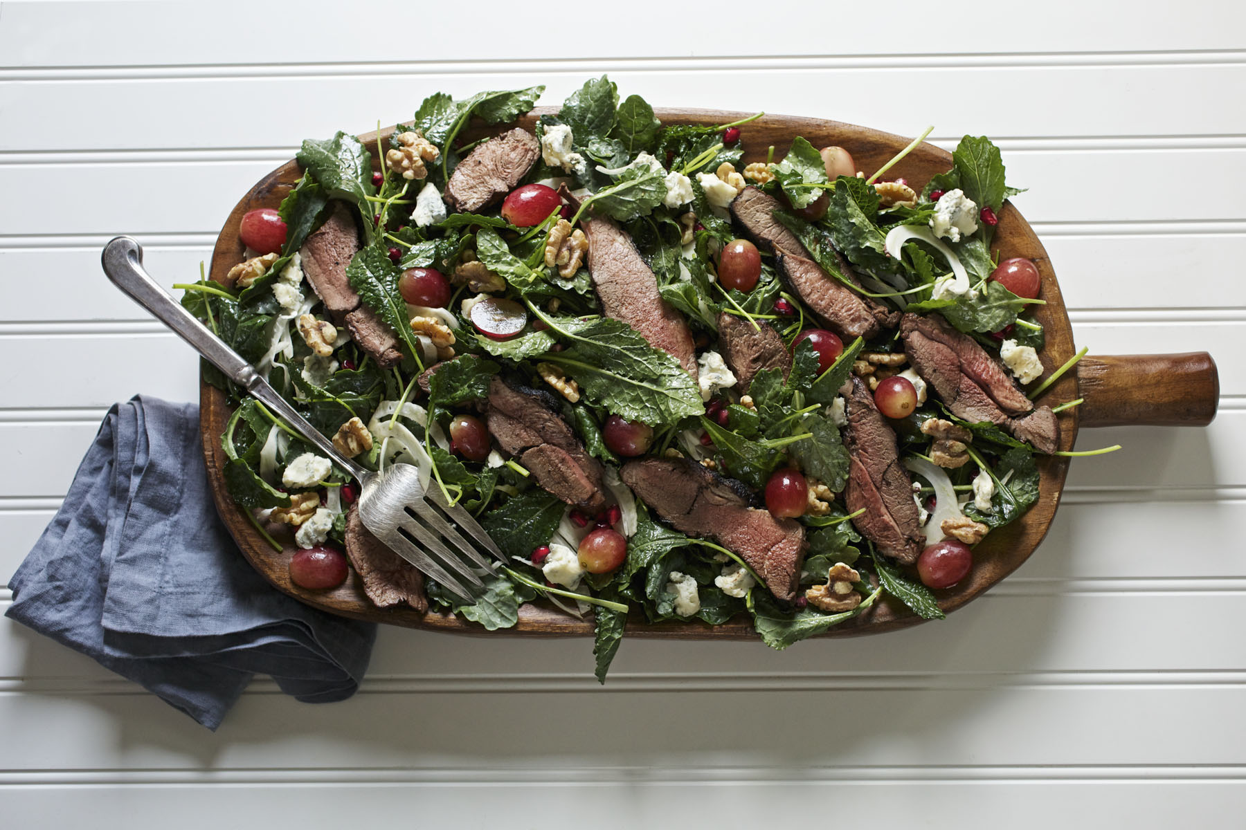 Kale & Pomegranate Salad with Grilled Lamb