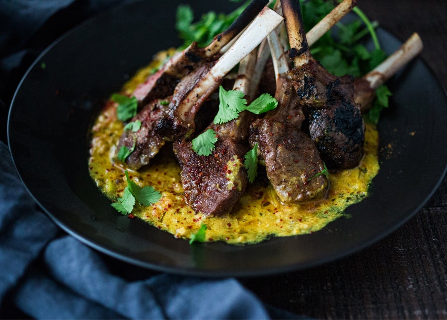 Roasted Lamb Chops with Fragrant Indian Fenugreek Sauce