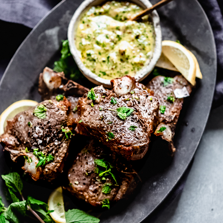 American Lamb Chops with Mint-Mustard Sauce