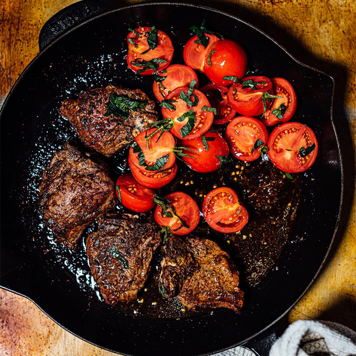 Spicy American Lamb Loin Chops with Tomatoes & Mint