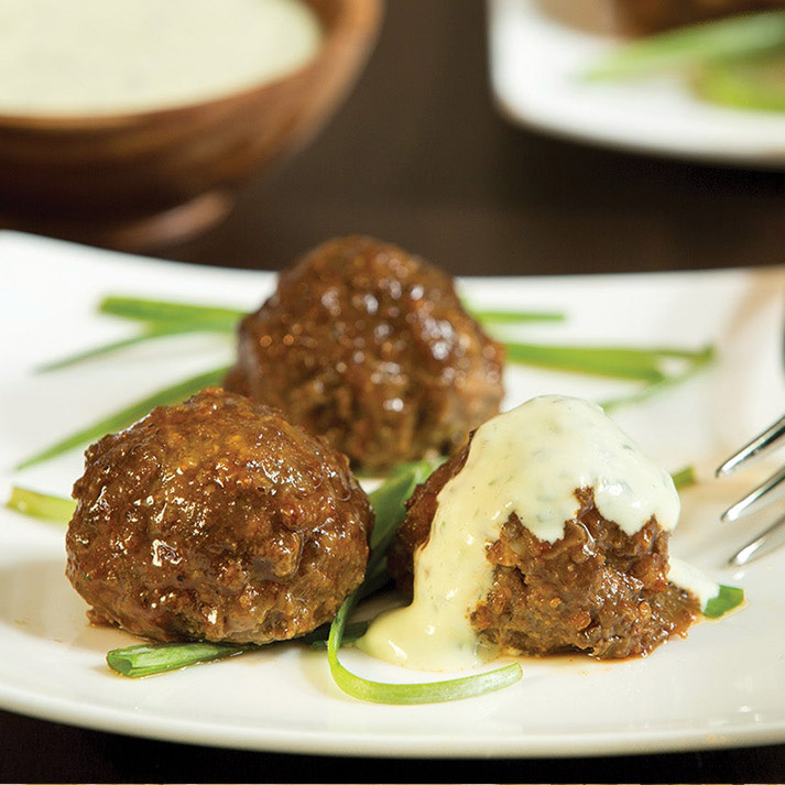 Spicy Lamb Meatballs with Herbed Yogurt Dipping Sauce