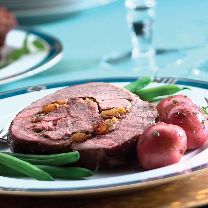Caramelized American Lamb Roast with Apricot & Cranberry Stuffing