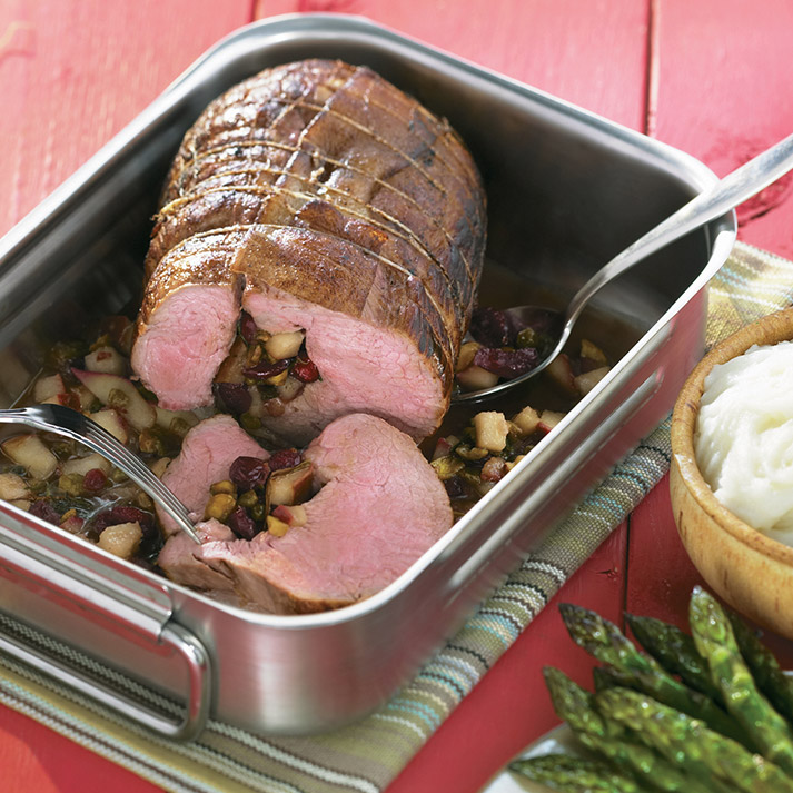 Veal Roast Stuffed with Pear, Cranberry & Pistachio